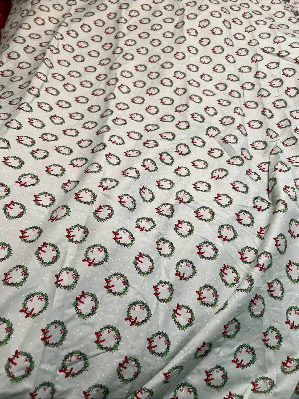 Christmas Sheet Set, Holiday Wreath, Holiday Xmas Bedding Set - Full Size
